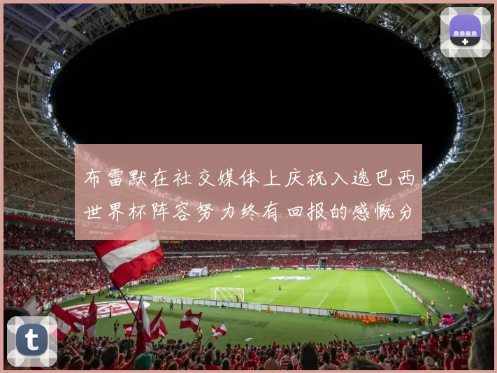 布雷默在社交媒体上庆祝入选巴西世界杯阵容努力终有回报的感慨分享